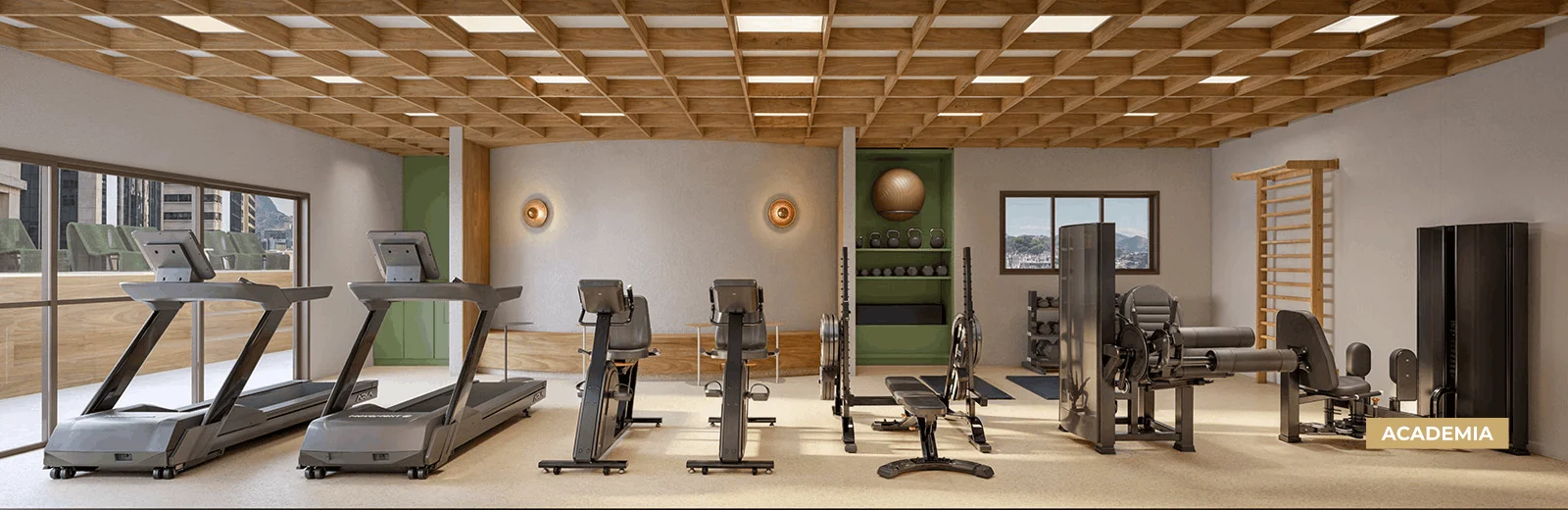 Salle de sport équipée de Se7e Full Week Studios dans le centre de Rio