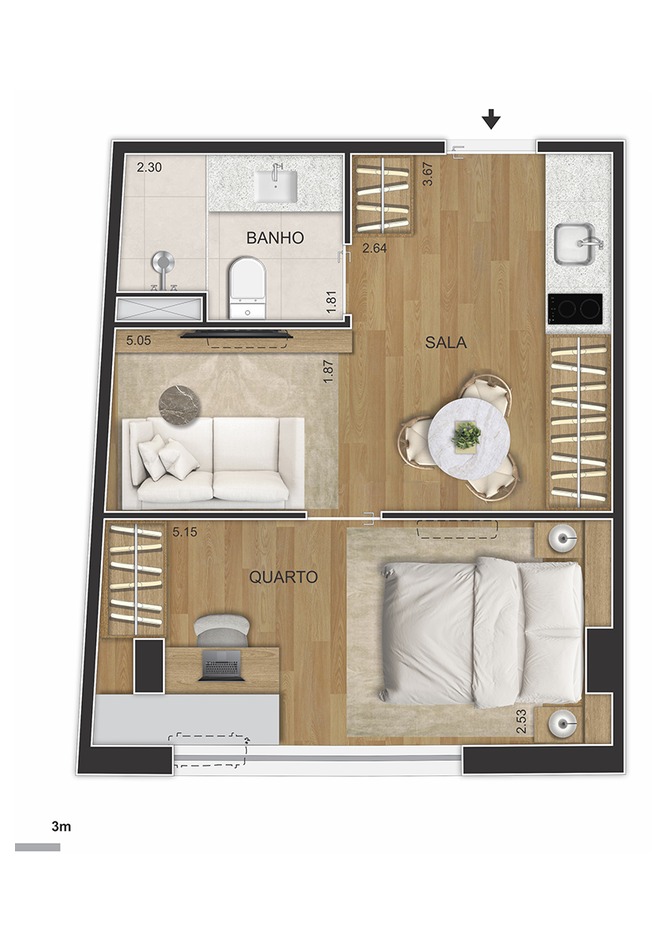 Plan de studio amplo do Se7e Full Week Studios dans le centre de Rio